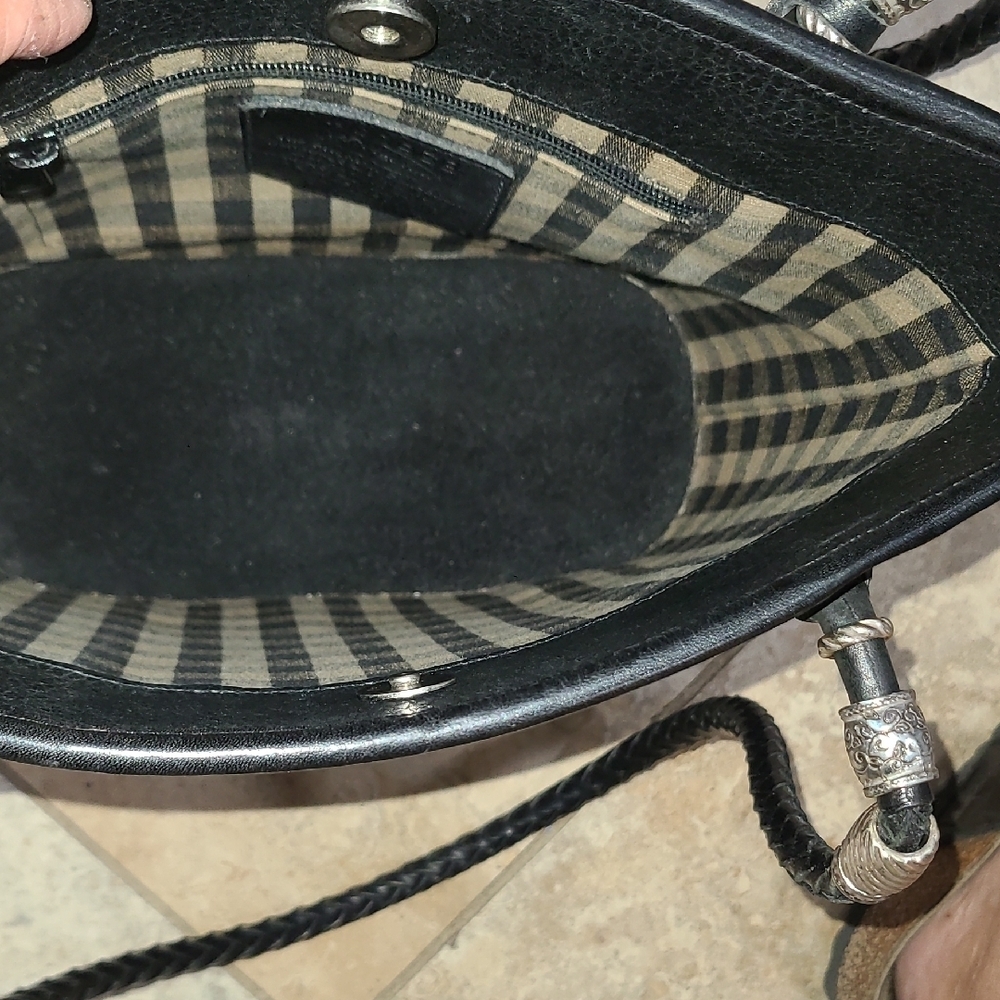 Brighton Black Croc-Patterned Shoulder Bag - Picture 3 of 7